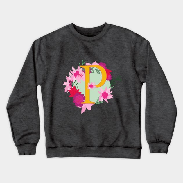 Monogram P, Personalized Initial Crewneck Sweatshirt by Bunniyababa